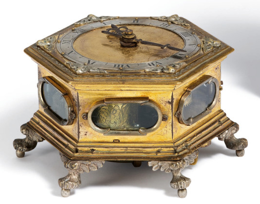 LARGE HORIZONTAL BRASS TABLE CLOCK