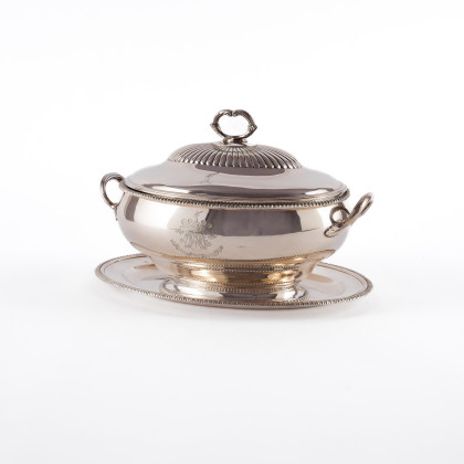 SILVER TUREEN AND OVAL PLATTER