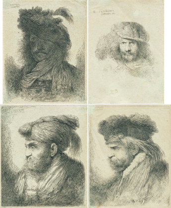 Four Etchings: Heads of Prophets