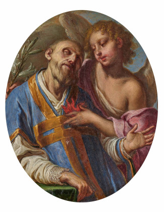 Der heilige Filippo Neri wird von einem Engel getröstet