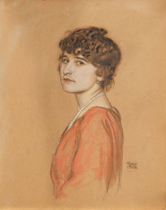 Porträt einer Dame mit Perlkette