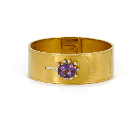 Amethyst-Diamond-Bangle