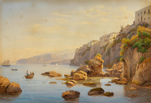 View of the Bay of Sorrento with Boats and Sailboats