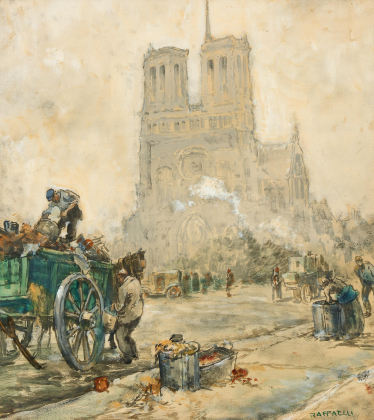 Paris Street Scene in front of Notre Dame