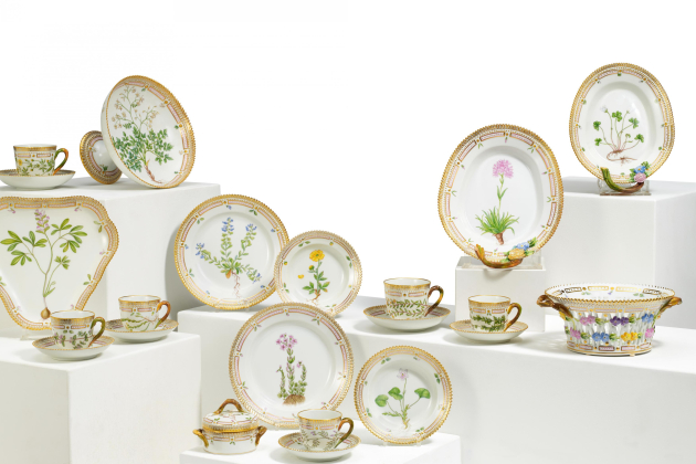 67 PIECES FROM A PORCELAIN "FLORA DANICA" COFFEE AND MOCCA SERVICE