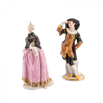 PORCELAIN DONNA MARTIN AND DOTTORE FROM THE 'COMMEDIA DELL'ARTE'