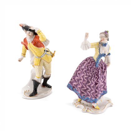 PORCELAIN LEDA AND CAPITANO SPAVENTO FROM THE 'COMMEDIA DELL'ARTE'