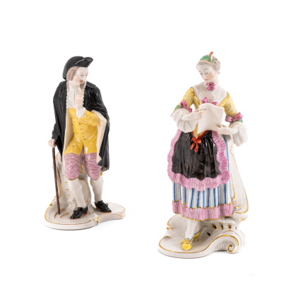 PORCELAIN ANSELMO AND CORINE FROM THE COMMEDIA DELL'ARTE