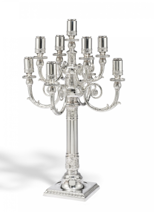 EXCEPTIONALLY LARGE SILVER GIRANDOLE WITH ACANTHUS DECOR