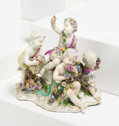 PORCELAIN ENSEMBLE OF CUPID FIGURINES AS AN ALLEGORY TO SPRING