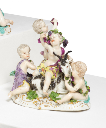 PORCELAIN ENSEMBLE OF CUPID FIGURINES AS ALLEGORY for AUTUMN