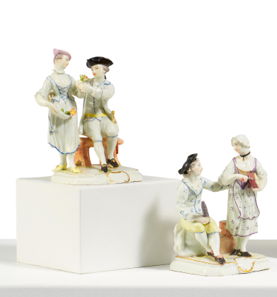 TWO PORCELAIN ENSEMBLES WITH GALANT COUPLES