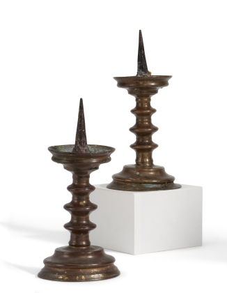 TWO METAL DESK CANDLESTICK