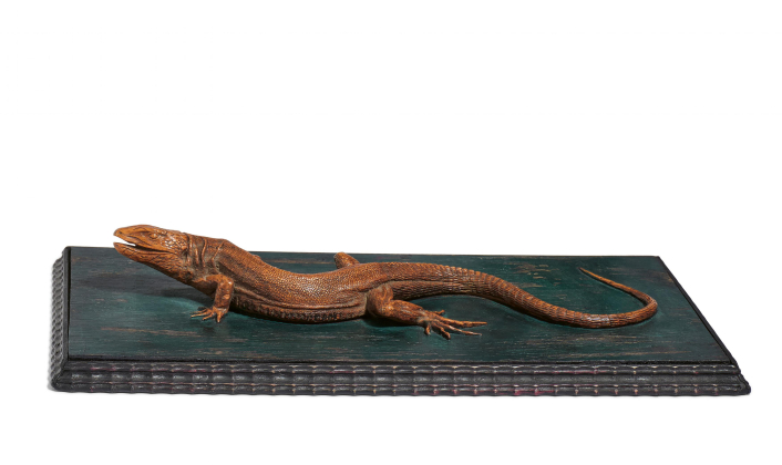 NATURALISTIC WOODEN MODEL OF A LIZARD