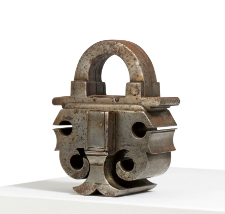 LARGE PERFORATED AND CURVED IRON PADLOCK