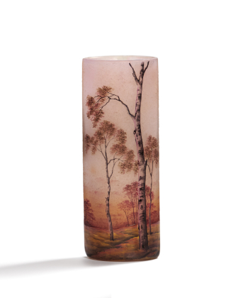 SMALL GLASS VASE WITH BIRCH DECOR