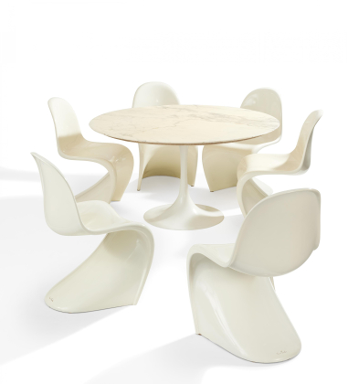 Esstisch "Tulip - 173" &amp; sechs Stühle "Panton Chair"