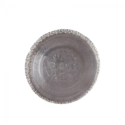 LARGE, FOOTED SERVING PLATE WITH GALLERY RIM