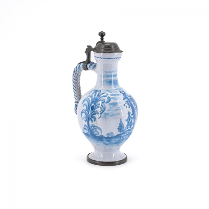 NARROW-NECKED PORCELAIN JUG WITH ARCHITECTURAL LANDSCAPE