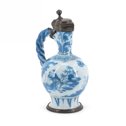 NARROW-NECKED CERAMIC JUG WITH CHINOISERIES