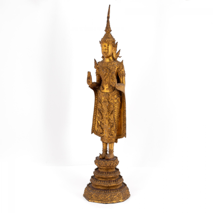 BRONZE SHAKYAMUNI WITH RULERS' JEWELLERY