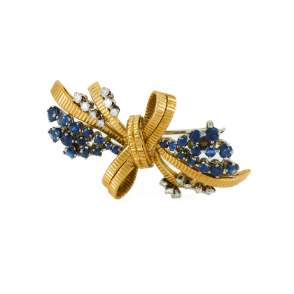 Sapphire-Diamond-Brooch