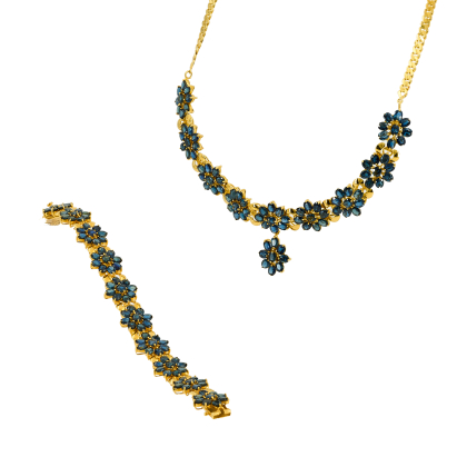Saphir-Set: Collier und Armband