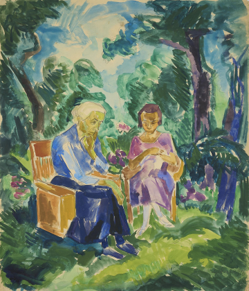 Mutter und Vera im Garten