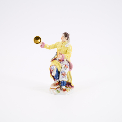 PORCELAIN FIGURINE JAPANESE WOMAN, HITTING A CYMBAL