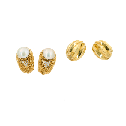 Konvolut aus Diamant-Ohrclips und Tiffany &amp; Co. Gold-Ohrclips