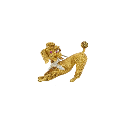 Poodle-Gemstone-Brooch