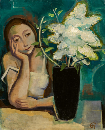 "Mädchen am Tisch mit Vase"