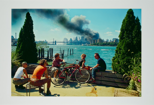 Blick von Williamsburg, Brooklyn, auf Manhattan, 11. September 2001
