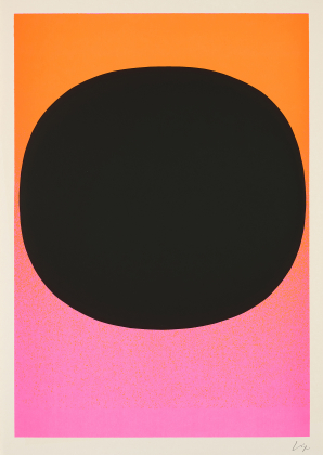 Variation Runde Farbe I / schwarz mit Spritzer auf orange-rot