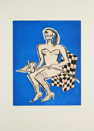Ohne Titel (Frau auf Stuhl mit Calla)