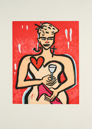 Ohne Titel (Frau mit Weinglas)