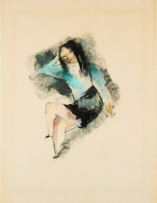 Frau in blauer Bluse