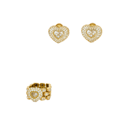 Set: Diamant-Ohrclips und -Ring