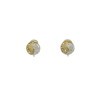Diamond-Gold-Ear-Clips "Yin &amp; Yang"