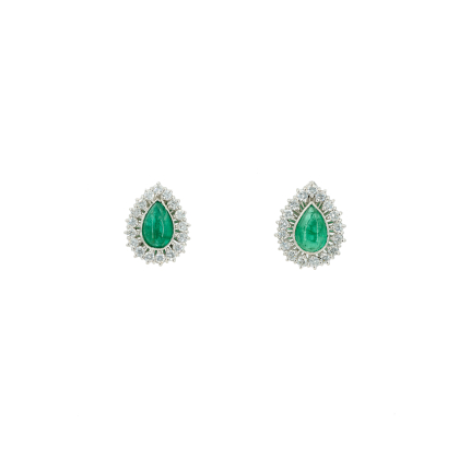 1 Pair of Emerald-Diamond-Ear-Studs