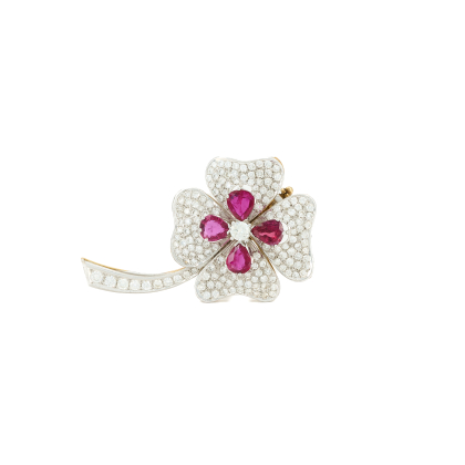 Farbstein-Diamant-Brosche