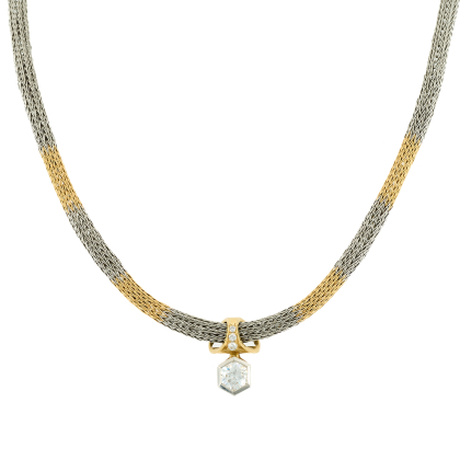 Gestricktes Collier mit Diamant-Anhänger