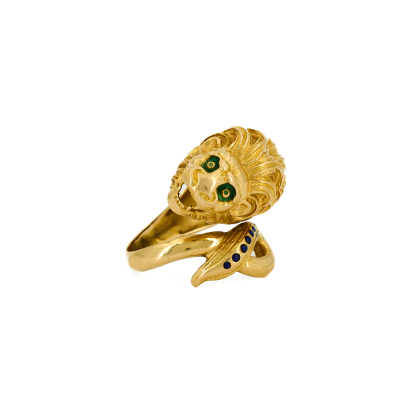 Gold-Emaille-Ring "Löwe"