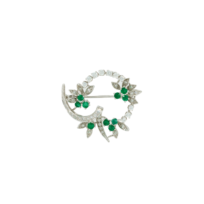 Smaragd-Diamant-Brosche