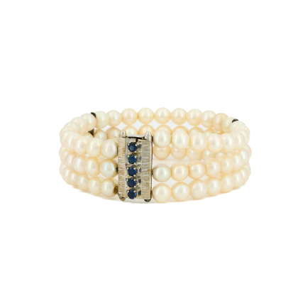 Saphir-Akoyazuchtperl-Armband
