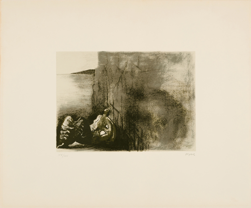 Reclining Figure with Cliff Background