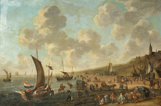 Anlandende Fischerboote vor Scheveningen