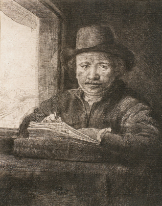 Self-Portrait at the Window, Drawing
