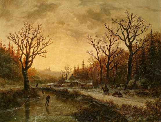 Winter Forest Landscape at Dusk