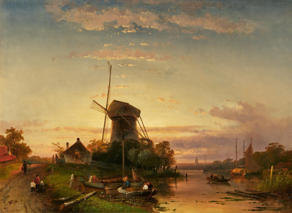 Holländische Flusslandschaft im Abendlicht